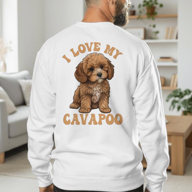 I Love My Cavapoo For Mom Dad Kids Men's Sweatshirt Back Print
