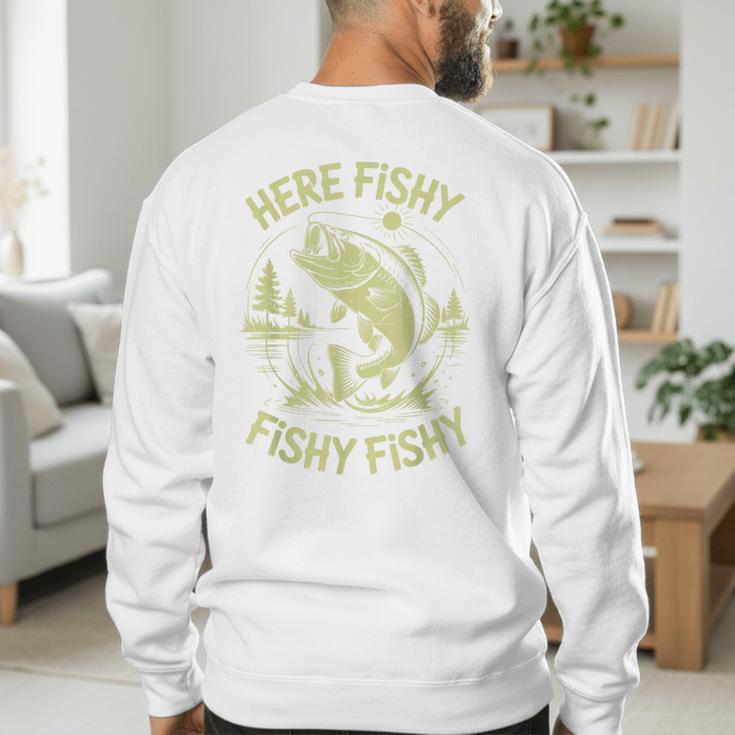 Men Here-Fishy Bass Fish Dad Fishing From Daughter Son Men's Sweatshirt Back Print Men Here-Fishy Bass Fish Dad Fishing From Daughter Son Men's Sweatshirt Back Print
