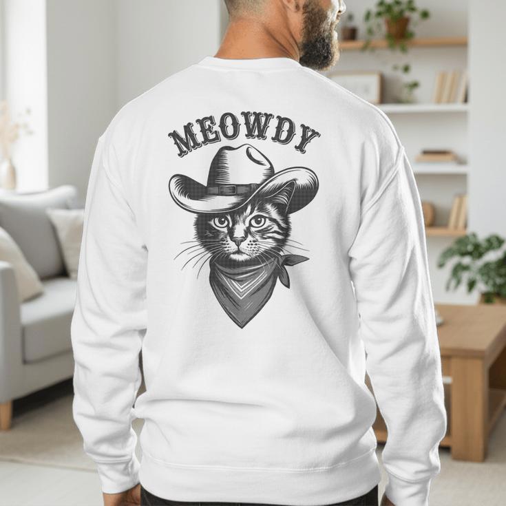 Meowdy Cat Cowboy Western Graphic Cat Lady Cat Dad Men's Sweatshirt Back Print