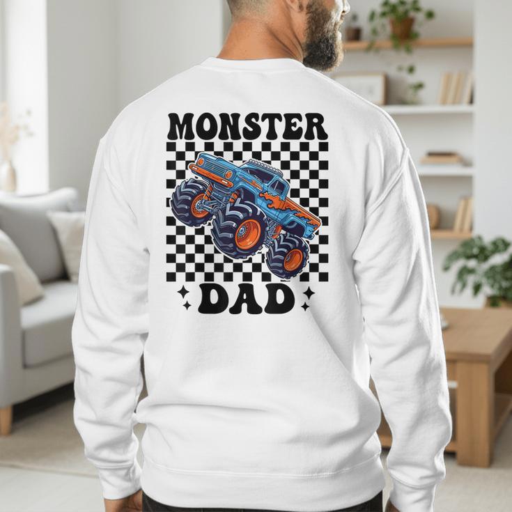 Monster Truck Dad Family Matching Monster Trucks Birthday Men's Sweatshirt Back Print
