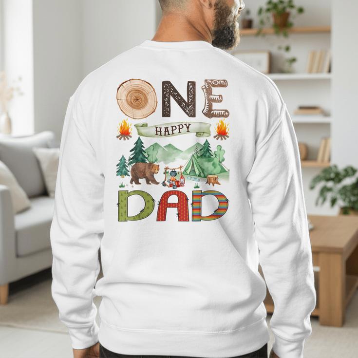One Happy Dad Camper 1st Birthday Boy Camping Bear Men's Sweatshirt Back Print One Happy Dad Camper 1st Birthday Boy Camping Bear Men's Sweatshirt Back Print