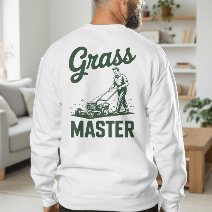 Push Lawn Mower Legend Grass Master Dad Mowing Men's Sweatshirt Back Print