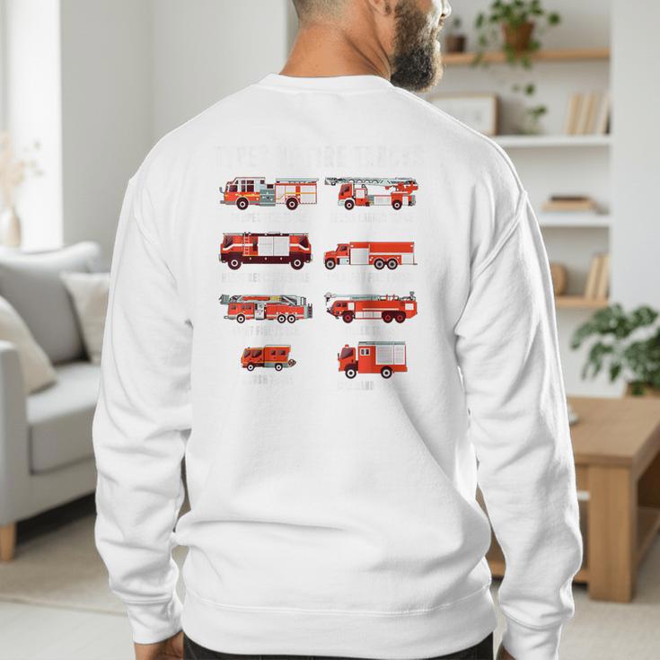 Toddler Boy Types Of FireTruck Firefighter Baby Dad Fireman Men's Sweatshirt Back Print