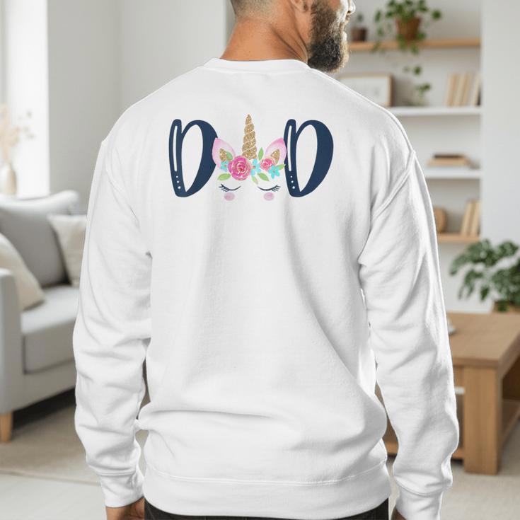 Unicorn Dad Birthday Shirt Matching Family Party Tee T-Shirt Men's Sweatshirt Back Print