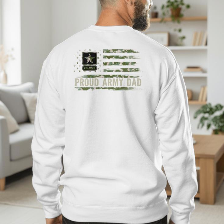 Vintage Proud Army Dad Camo American Flag Veteran Men's Sweatshirt Back Print