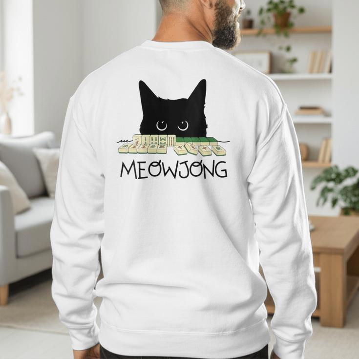 Women's Meowjong Cat Mahjong Chinese Game Cat Mom Dad Men's Sweatshirt Back Print