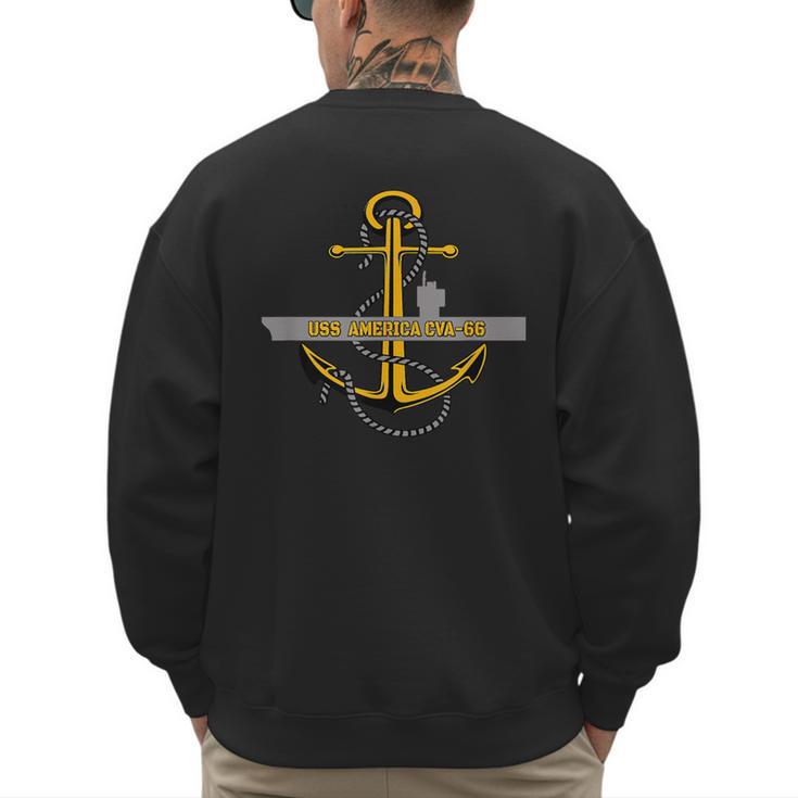 Aircraft Carrier USS America CVA-66 Veterans Day Dad Son Boy Men's Sweatshirt Back Print