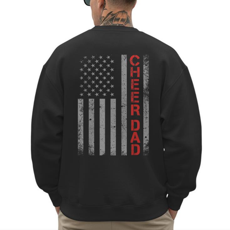 American Flag Cheer Dad Vintage Patriotic Father Cheerleader Men's Sweatshirt Back Print