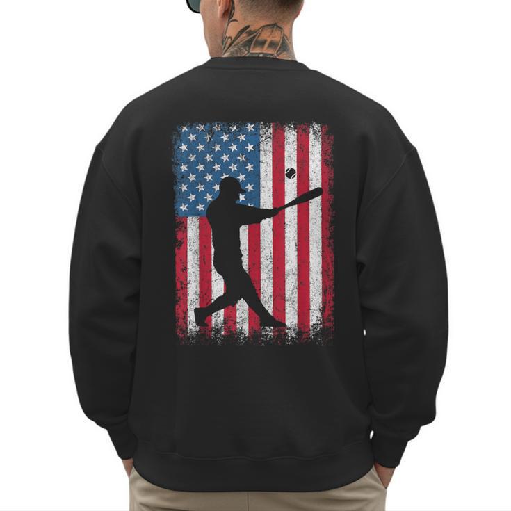 American Flag Vintage Baseball Flag Dad Mom Tee T-Shirt Men's Sweatshirt Back Print