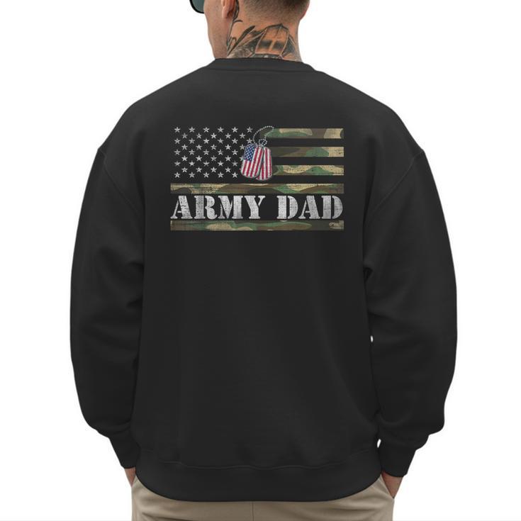 Army Dad With American Flag Camo For Veteran Day Women Kids Men Men's Sweatshirt Back Print