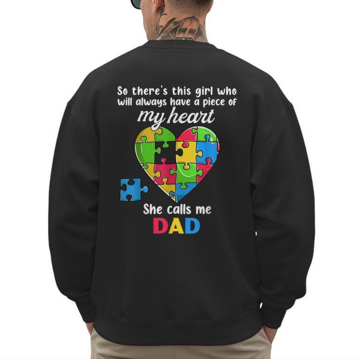 Autism Dad Of Autism Daughter Daddy Shirts Autistic Support Men's Sweatshirt Back Print