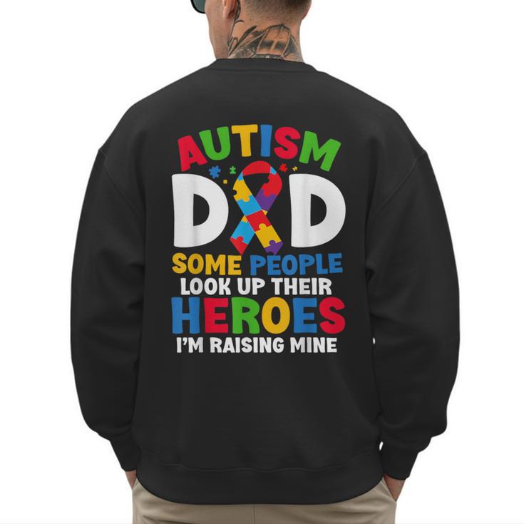Autism Dad Puzzle Ribbon Proud Son Hero Autism Awareness Men's Sweatshirt Back Print