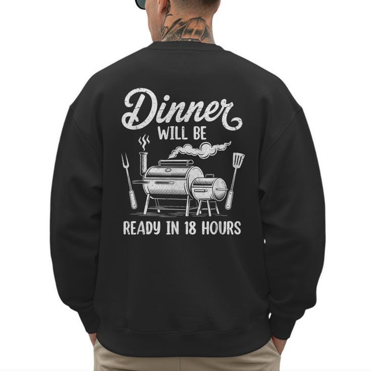 Bbq Men Smoking Meat Smoker Grilling Barbecue Dad Men's Sweatshirt Back Print