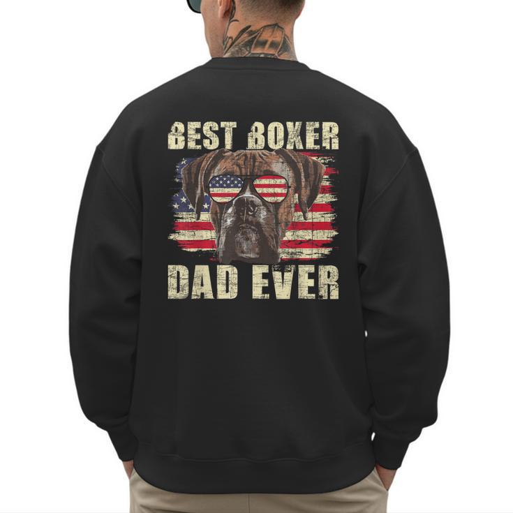 Best Boxer Dad Ever USA Flag American Dog Animal Lover Men's Sweatshirt Back Print