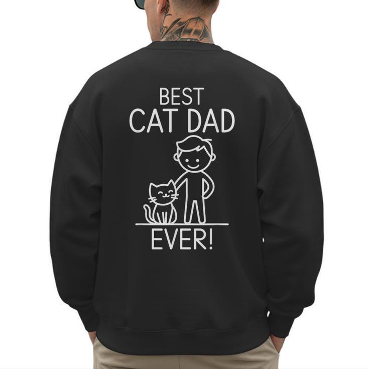 Best Cat Dad Ever Fun Line Art Illustration Men's Sweatshirt Back Print