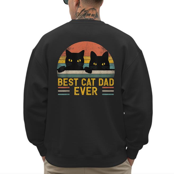 Best Cat Dad Ever Retro Style Cats Lover Men's Sweatshirt Back Print