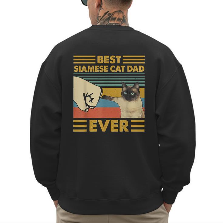 Best Siamese Cat Dad Ever Retro Vintage Sunset Men's Sweatshirt Back Print