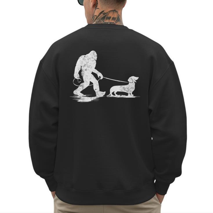 Bigfoot Walking Dachshund Tee Wiener Dog Dad Men's Sweatshirt Back Print
