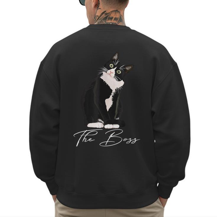 Boss Tuxedo Cat Lovers Tee Shirt For Mom Dad Men's Sweatshirt Back Print