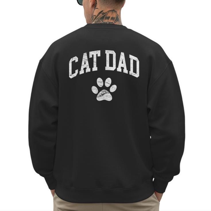 Cat Dad Vintage Distressed Cat Paw Men's Sweatshirt Back Print