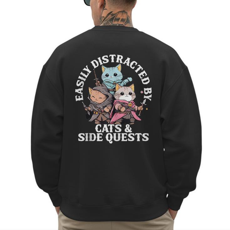 Cats Side Quest Distracted Tabletop Men Women Kids Dad Men's Sweatshirt Back Print