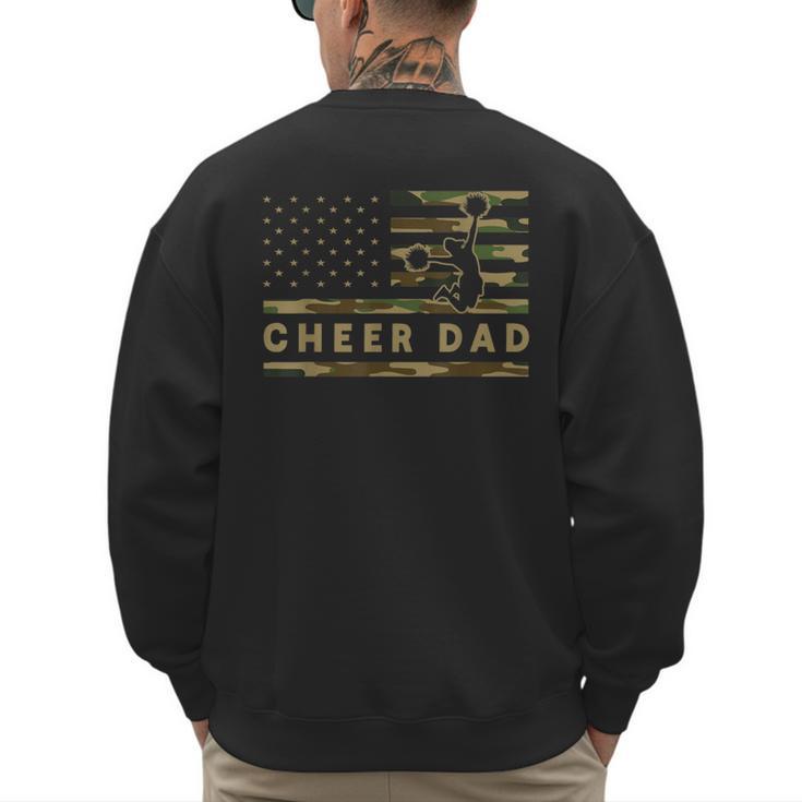 Cheer Dad Camo American Flag Cheerleader Supporter Men's Sweatshirt Back Print