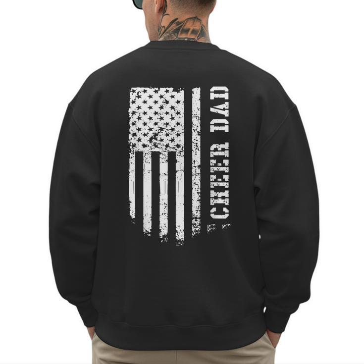 Cheer Dad Cheerleading American Flag Fathers Day Cheerleader Men's Sweatshirt Back Print