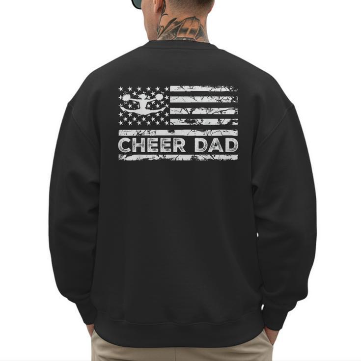 Cheer Dad Cheerleading American Flag Proud Cheer Father Men's Sweatshirt Back Print