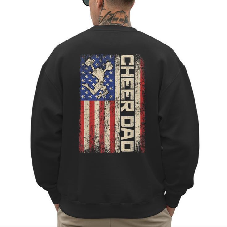 Cheerleader Dad Cheer Dad American US Flag Father Team Men's Sweatshirt Back Print