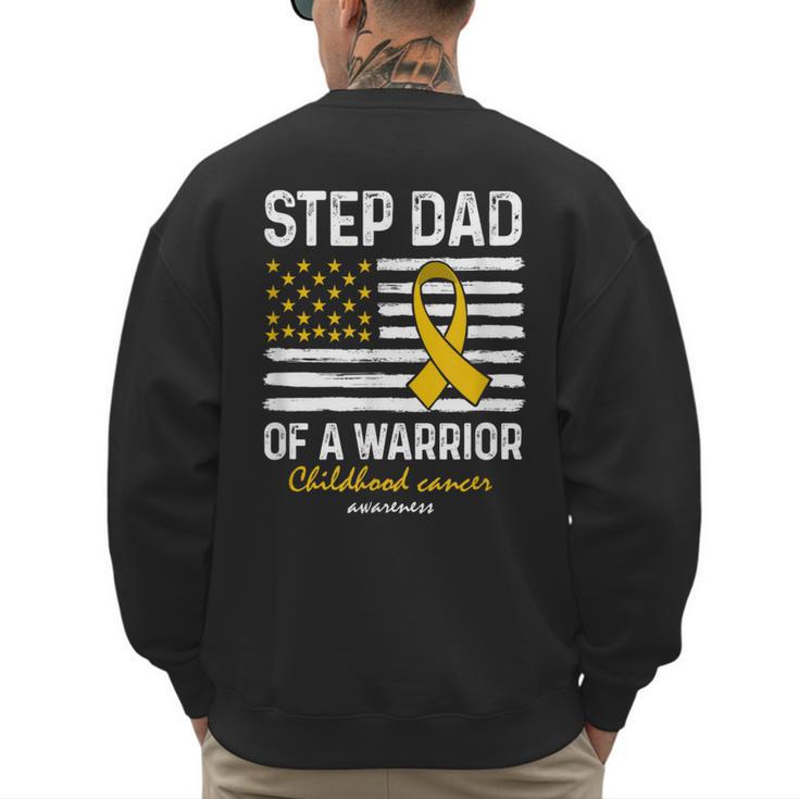 Childhood Cancer Survivor Support Step Dad Of A Warrior Men's Sweatshirt Back Print