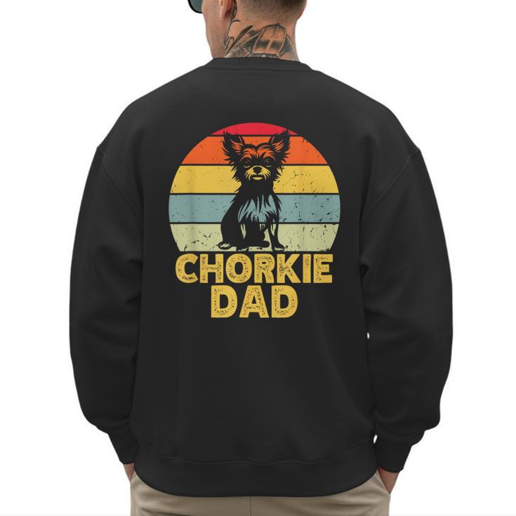 Chorkie Dad Retro Sunset Chihuahua Yorkie Mix Lover Men's Sweatshirt Back Print