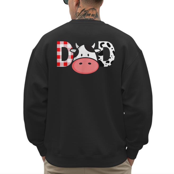 Cow Mom Or Dad Birthday Farm Birthday Party Men's Sweatshirt Back Print