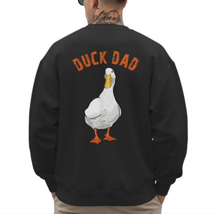 Cute Duck Dad Lover Illustration Duck Owner Men's Sweatshirt Back Print