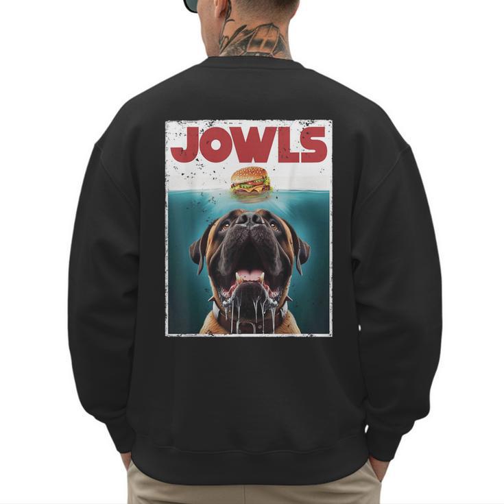 Cute English Mastiff Jowls Burger Bullmastiff Dog Mom Dad Men's Sweatshirt Back Print