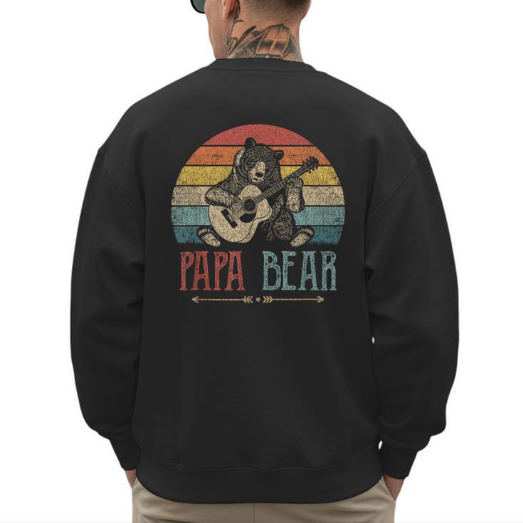 Cute Papa Bear Vintage Father's Day Retro Dad Guitar Men's Sweatshirt Back Print