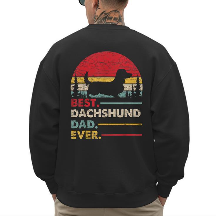 Dachshund Long Haired Best Dad Ever Dog Vintage Retro Men's Sweatshirt Back Print