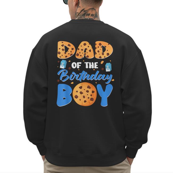 Dad Of The Birthday Boy Milk And Cookies 1 Year Old Men's Sweatshirt Back Print