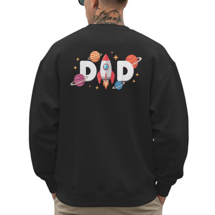 Dad Of The Birthday Boys Space Astronaut 1st Birthday Family Men's Sweatshirt Back Print