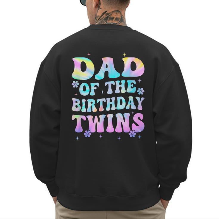 Dad Of The Birthday Twins Girls Kids Party Retro Bday Men's Sweatshirt Back Print