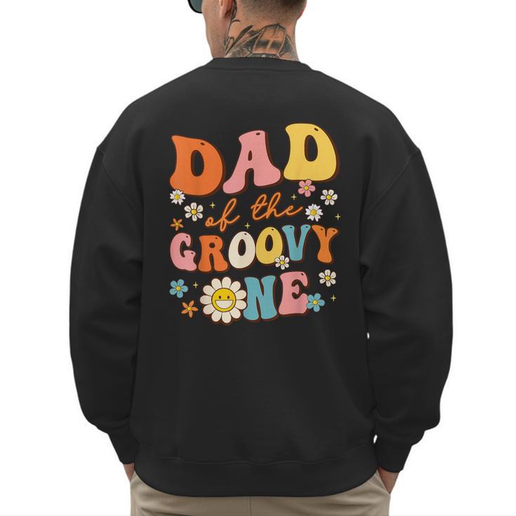 Dad Of The Groovy One 1st Birthday Pregnancy Announcement Men's Sweatshirt Back Print