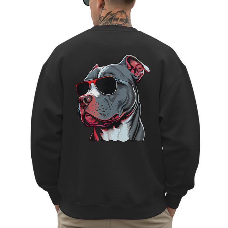 Dad Mom Cool Dog Sunglasses Pitbull Men's Sweatshirt Back Print