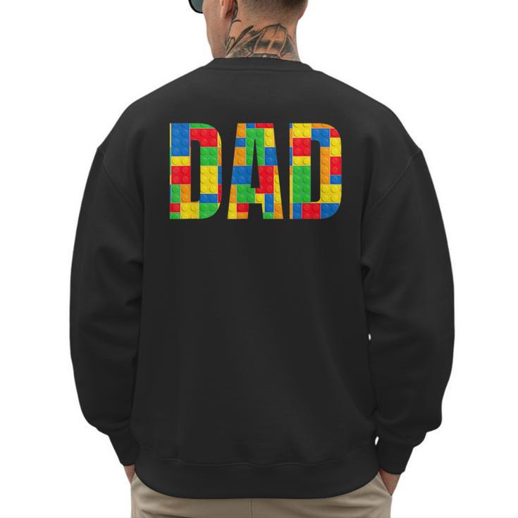 Dad Parent Brick Master Builder Building Blocks Set Family T Men's Sweatshirt Back Print