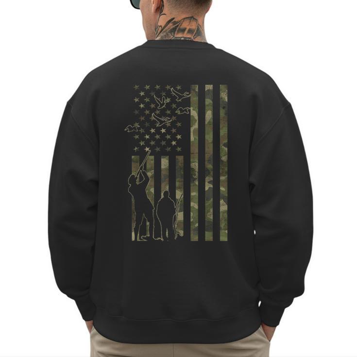Dad And Son Duck Hunting Father And Son Matching Hunting Men's Sweatshirt Back Print
