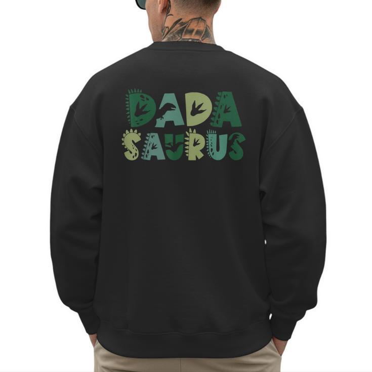 Dada Saurus Dad Dinosaur Three Rex Birthday Boy Girl Family Men's Sweatshirt Back Print