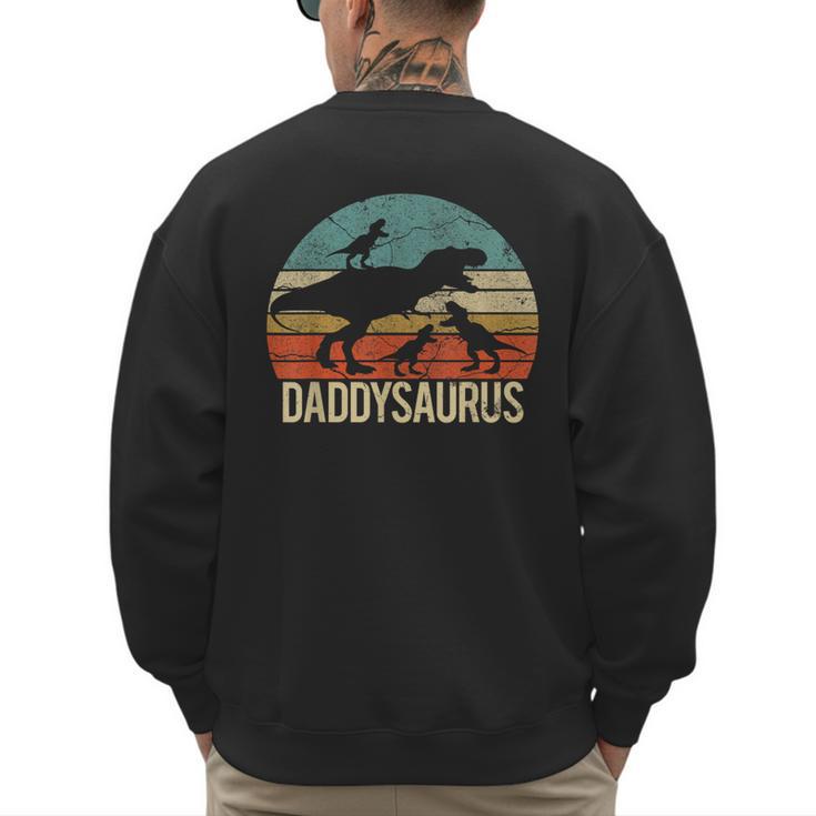 Daddy Dinosaur Daddysaurus 3 Three Kids Xmas Men's Sweatshirt Back Print