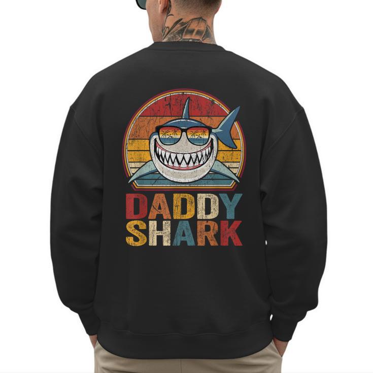 Daddy Shark Retro Shark Shirt Pajamas For Dad Dad Men's Sweatshirt Back Print