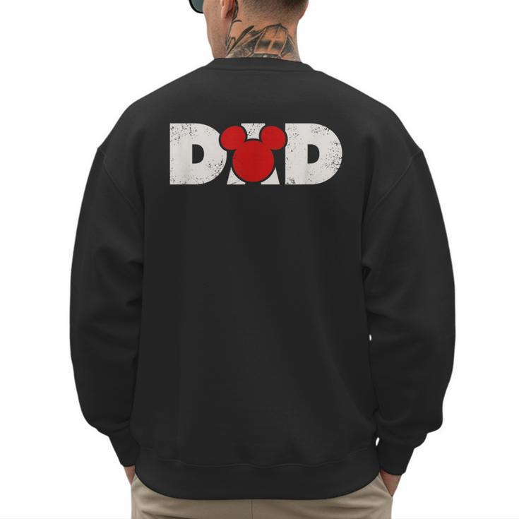 Disney Mickey And Friends Dad Mickey Distressed Text Logo Men's Sweatshirt Back Print
