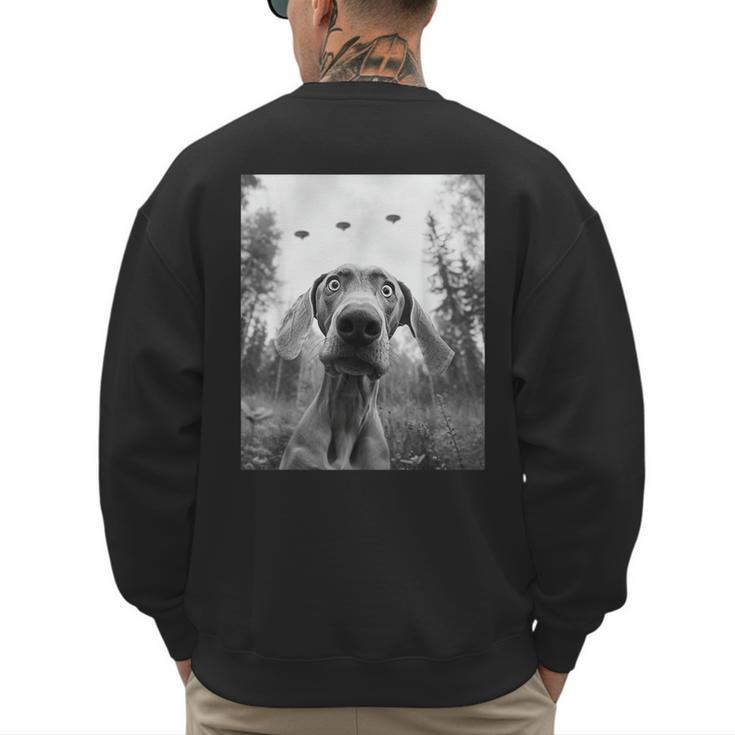 Dog Mom Dad Alien Selfie Weimaraner UFO For Men Women Men's Sweatshirt Back Print