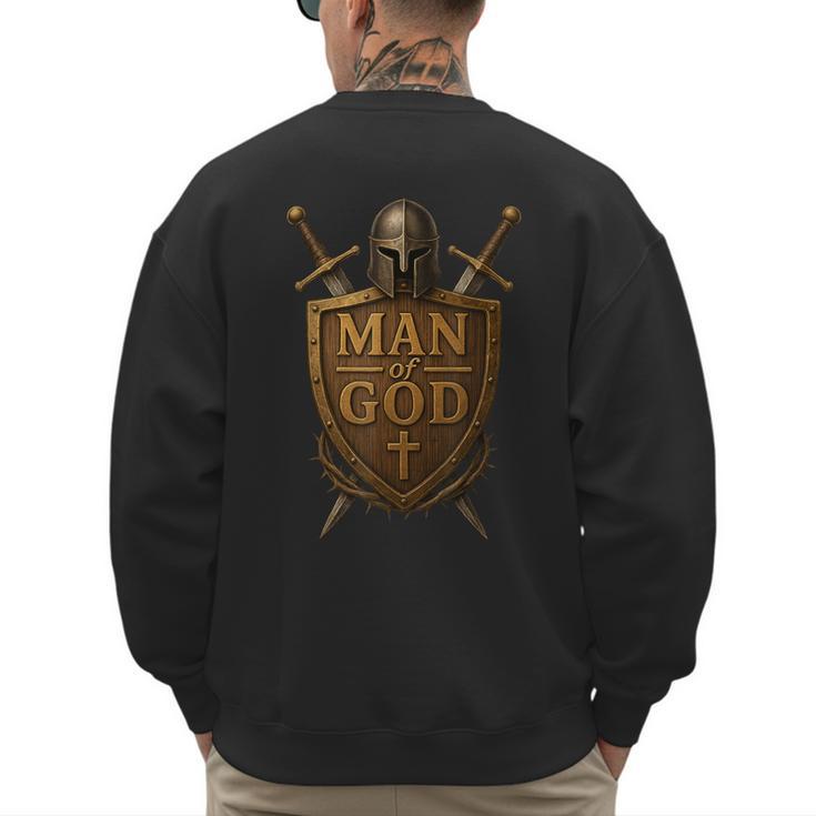 Faithful Warrior Man Of God Christian Men Knight Armor Dad Men's Sweatshirt Back Print