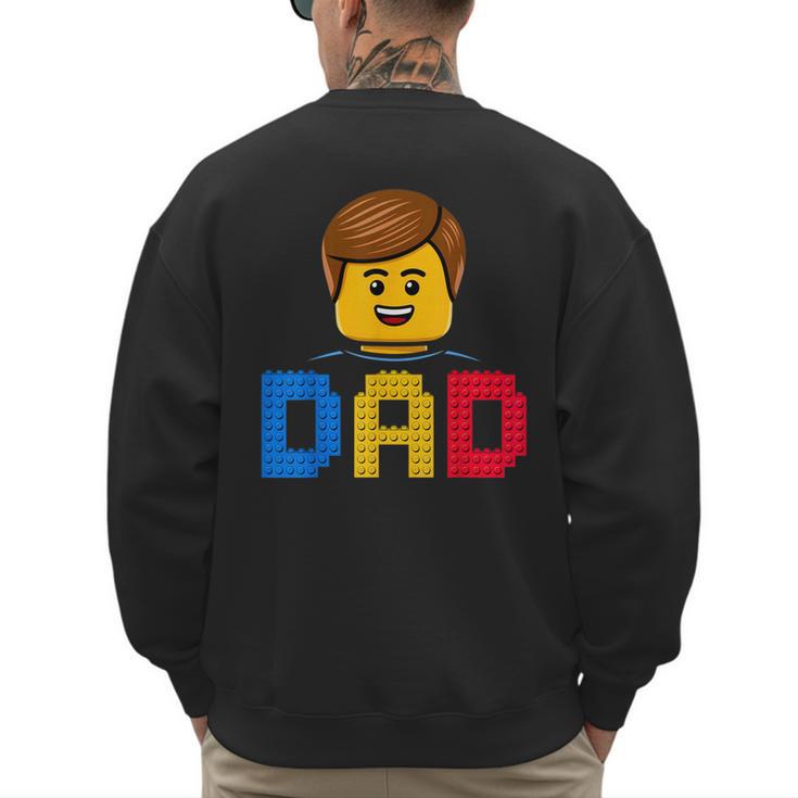 Family Dad Master Builder Building Bricks Blocks Fathers Day Men's Sweatshirt Back Print